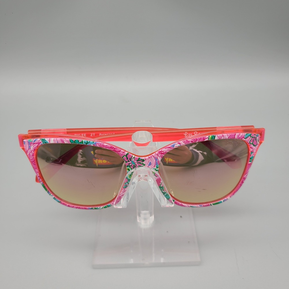 Lilly Pulitzer Rylee ZT Polarized Sunglasses Pink Floral Cat Eye 55-17-145
